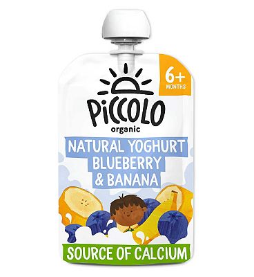 Piccolo Organic natural yoghurt stage 1 blueberry & banana 100g