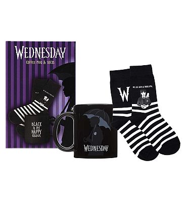 Wednesday 'I Like My Coffee As Dark As My Mood' Mug Set & Socks Set