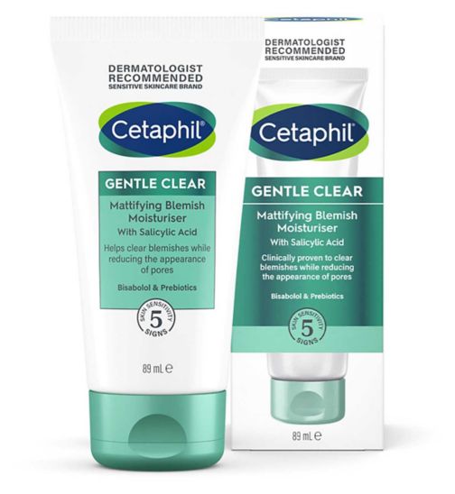 Cetaphil Gentle Clear Mattifying Blemish Moisturiser, Salicylic Acid Face Cream 89ml