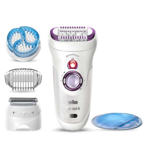 Braun Silk-épil 9, Epilator For Long Lasting Hair Removal, 4 Extras, Pouch, Cooling Glove, 9-735