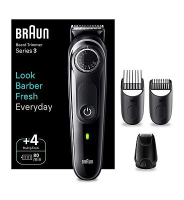 Braun Beard Trimmer Series 3 BT3430, Electric Beard Trimmer For Men, With Ultra-Sharp Blade & 40 Len