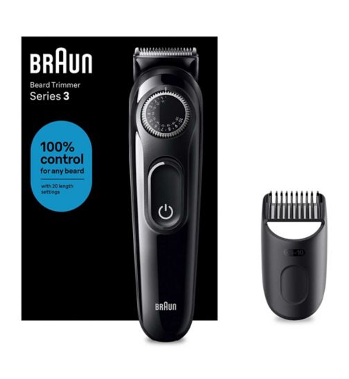 Braun Beard Trimmer Series 3 BT3400, Electric Beard Trimmer For Men, With Ultra-Sharp Blade, & 20 Length Settings