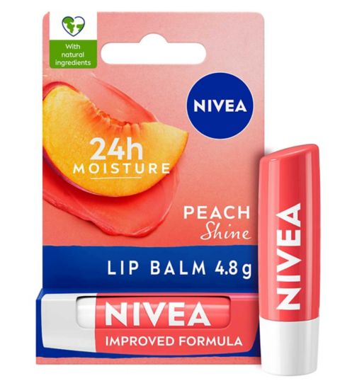 NIVEA Lip Balm, Peach Fruity Shine 4.8g