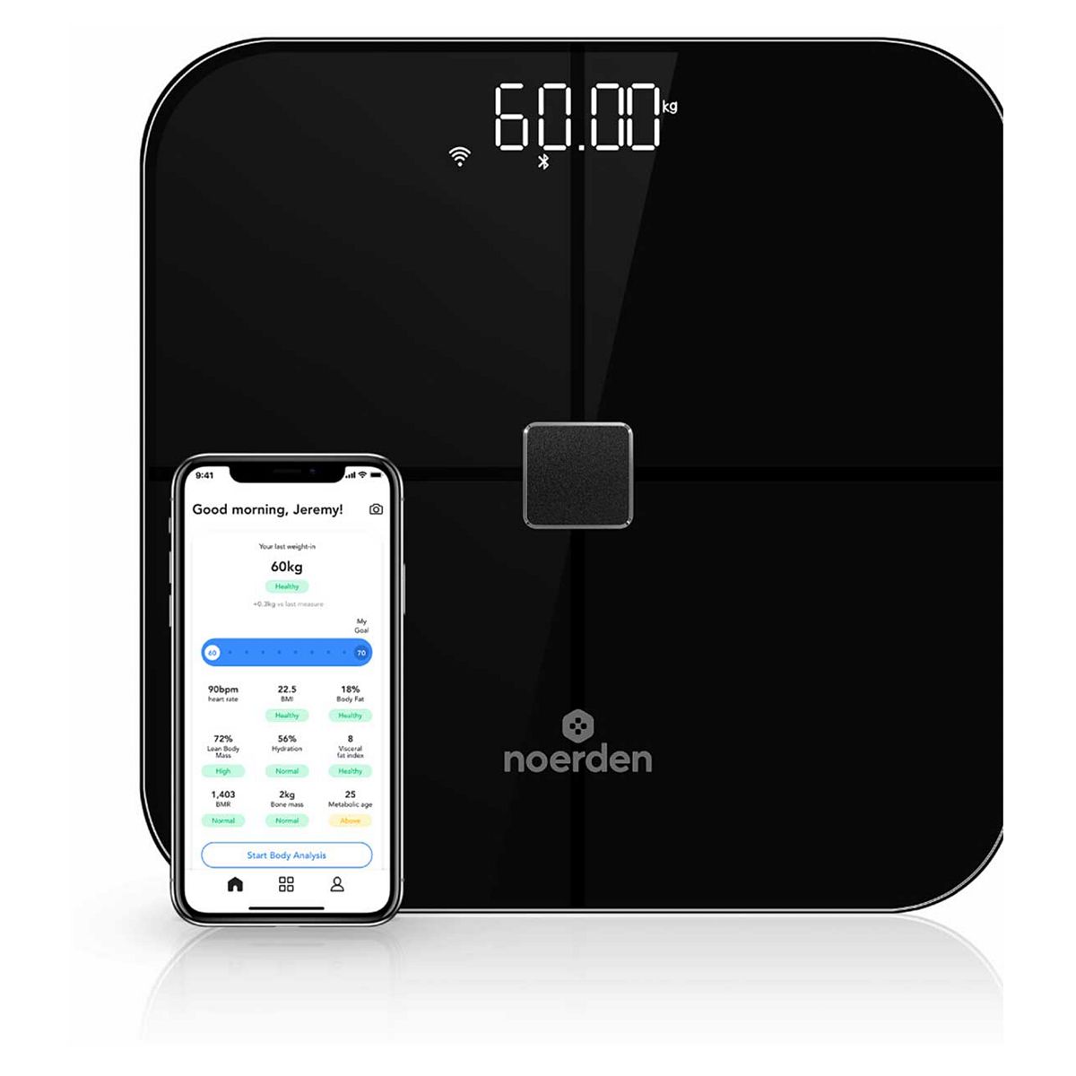 Noerden Sensori Wifi Smart Body Scale Black - 15 Measurements