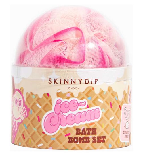 Skinny Dip Loofah and Ice Cream Bath Bomb Gift Set