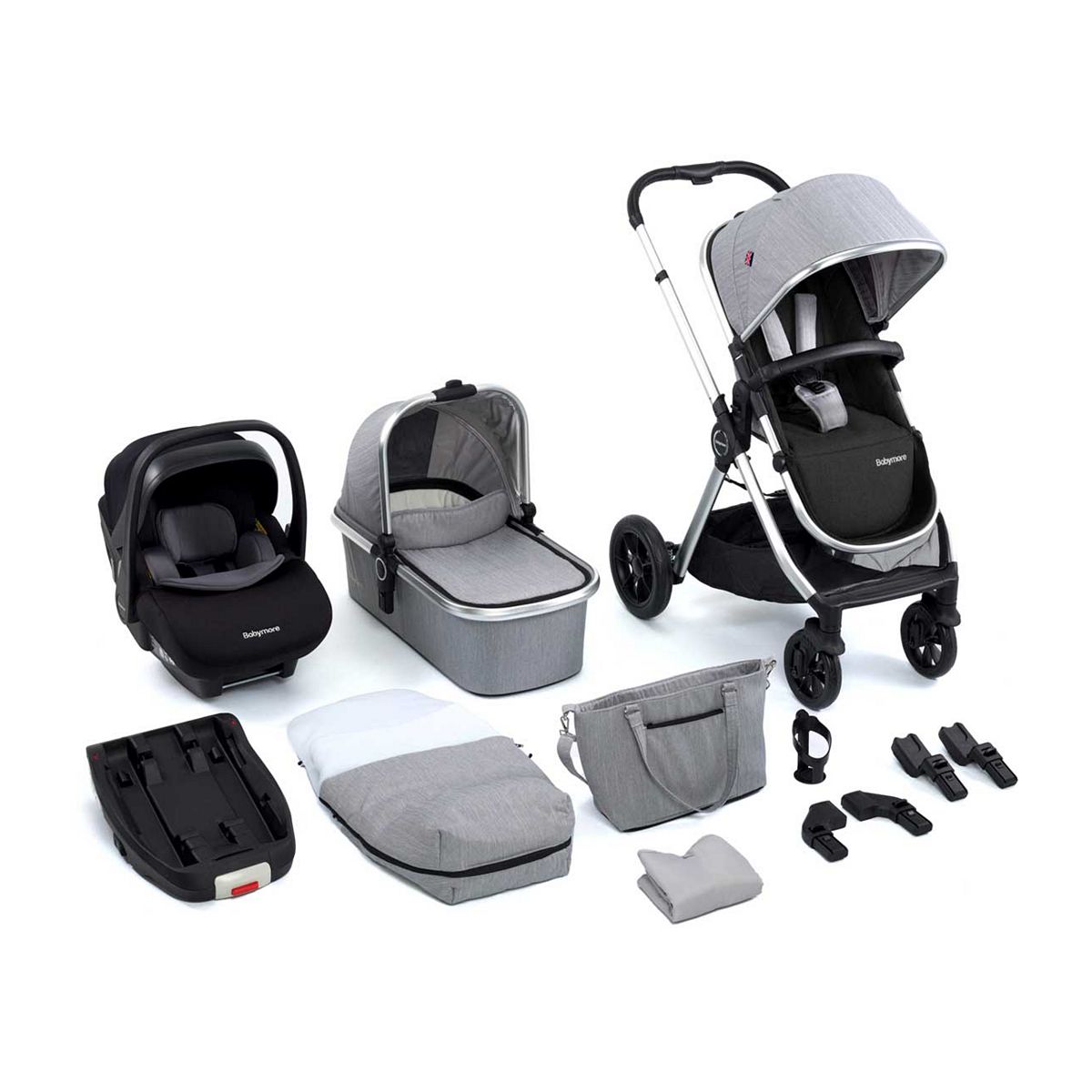 Babymore Memore V2 I-Size Travel System Pecan - Silver
