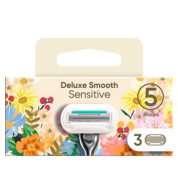 Rifle Paper Co. + Venus Deluxe Smooth Sensitive Womens Razor Blades, 3 Pack
