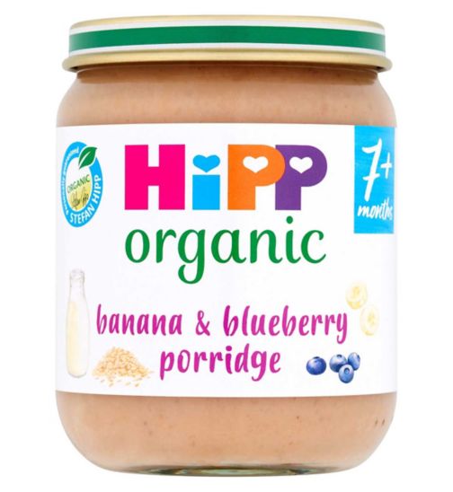 HiPP Organic Banana & Blueberry Porridge Baby Food Jar 7+ Months 160g