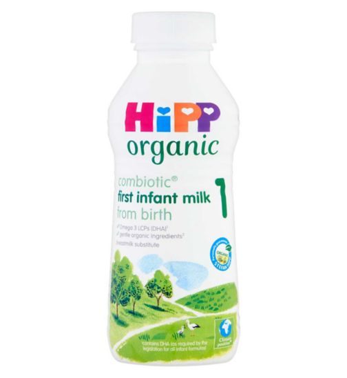 HiPP Organic 1 First Infant Baby Milk Ready to Feed Liquid Formula, From Birth, 470ml