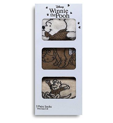 Disney Winnie The Pooh 3pk Ladies Ankle Sock