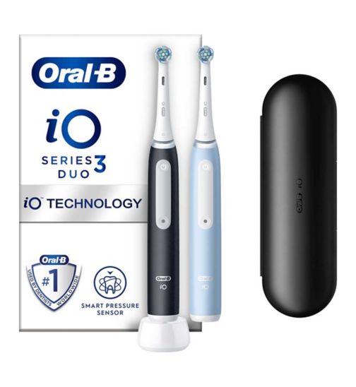Oral-B iO3 Electric Toothbrush Matt Black & Ice Blue Duo Pack