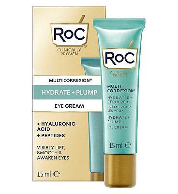 RoC Multi Correxion Hydrate + Plump Eye Cream with Caffeine and Hyaluronic Acid for Dark Circles and