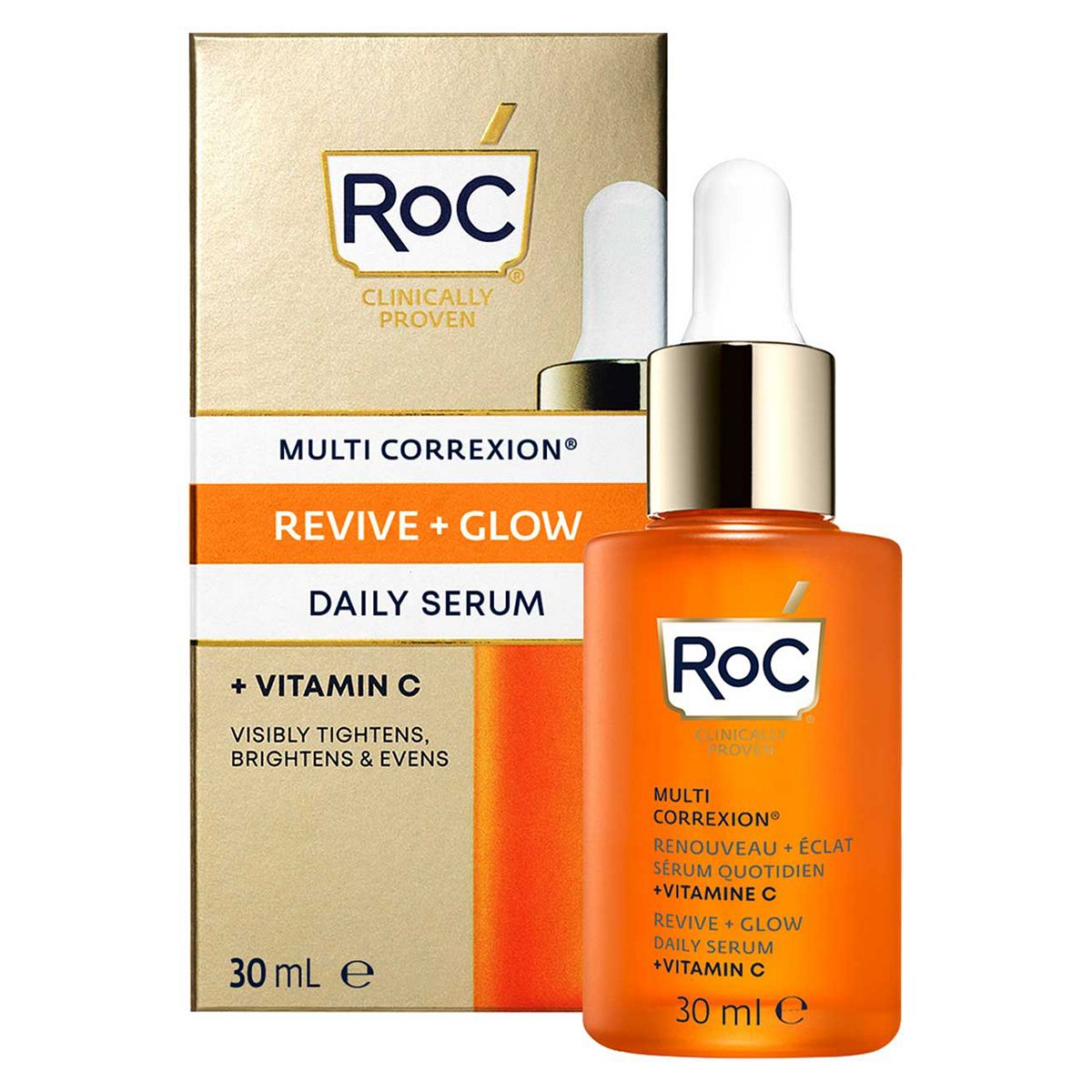 ROC Multi Correxionrevive + Glow Daily Serum, Vitamin C Blend For Brighter, Firmer Skin 30ml