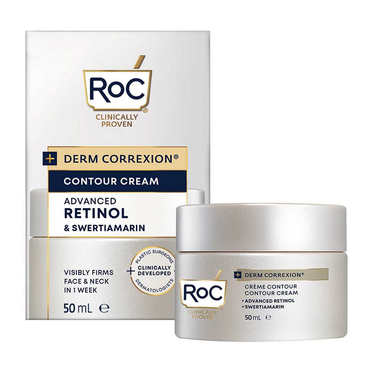 ROC Derm Correxion Retinol Contour Cream For Face, Neck & Jawline, Visible Facelift 50ml