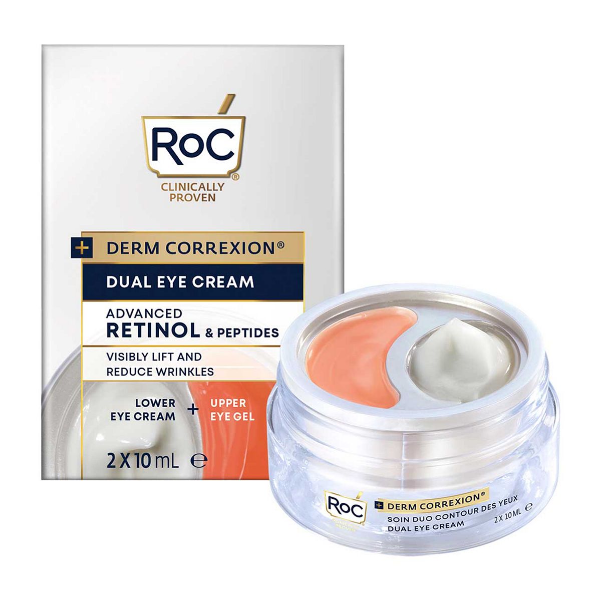 ROC Derm Correxion Dual Eye Cream, 2-In-1 Retinol Duo For Lift And Reduced Wrinkles 20ml