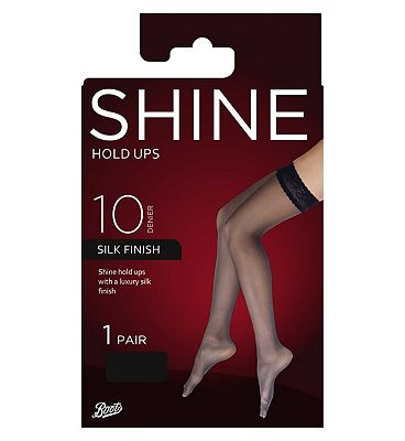 Boots 10 Denier Ultra Shine Hold Ups 1 pair pack Black M/L