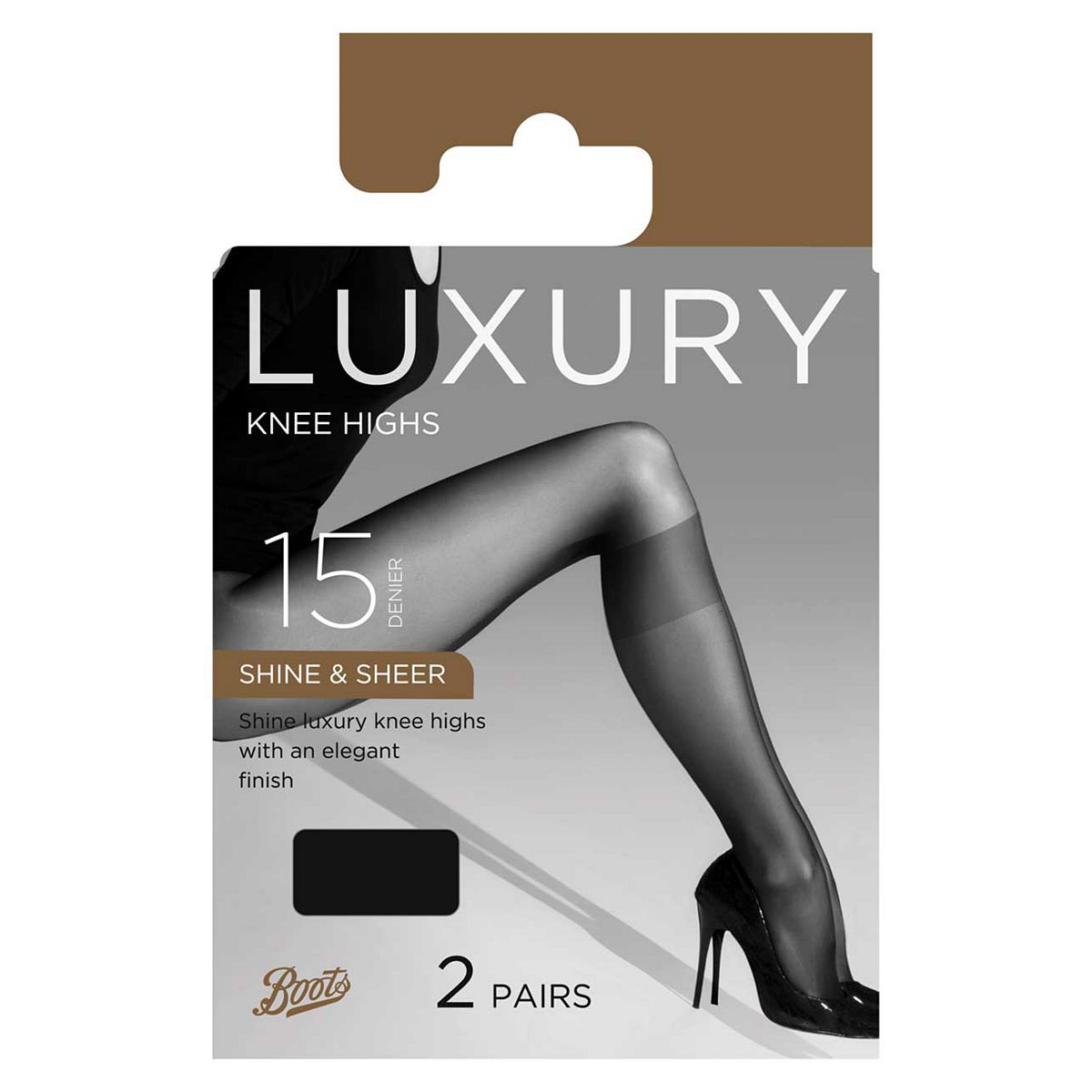   15 Denier Shine And Sheer Knee High Black Multicolor