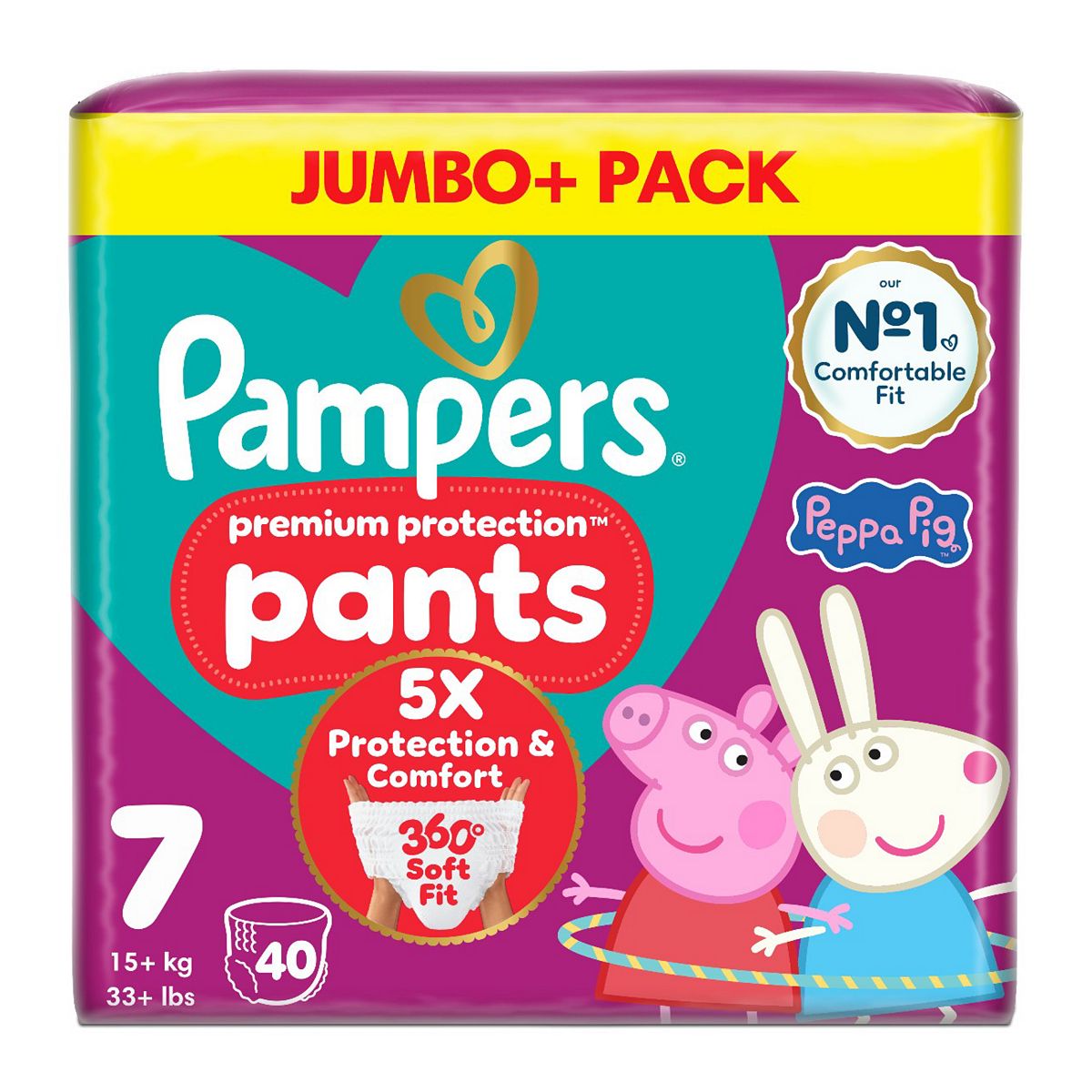 Pampers Premium Protection Nappy Pants Size 7 40 Nappies 17Kg Plus Jumbo Pack