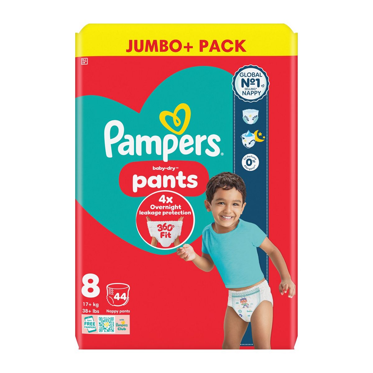 Pampers Baby-Dry Nappy Pants Size 8 44 Nappies 17Kg Plus Jumbo Pack