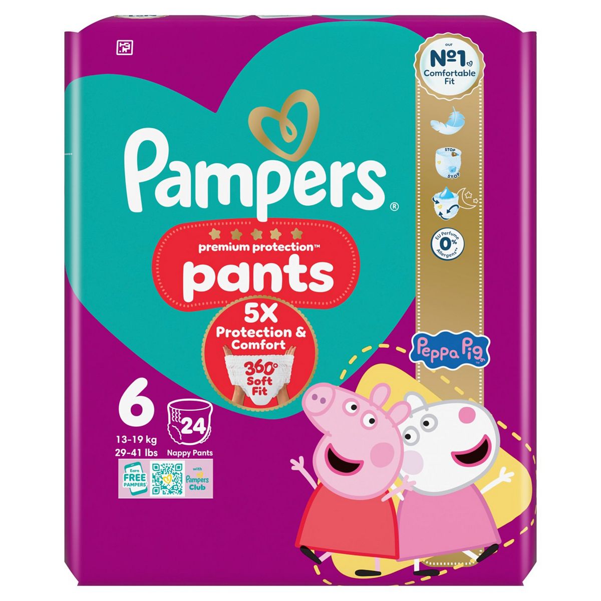 Pampers Premium Protection Pants Size 6, 24 Nappies,Peppapig - Image 2