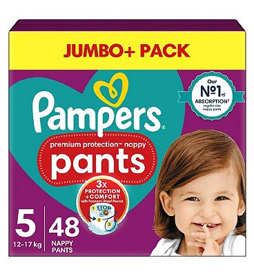 Pampers Baby-Dry Night Nappy Pants Size 5, 28 Night Nappies, 12kg-17kg,  Essential Pack