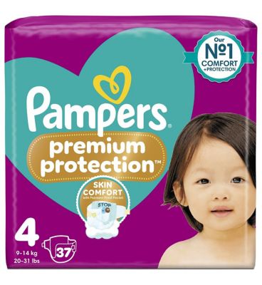 Pampers Premium Protection Size 4, 37 Nappies, 9kg 14kg