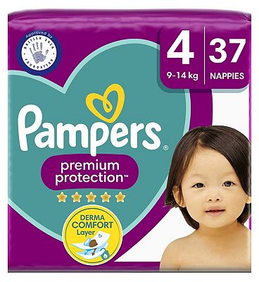 Premium Protection Size 4, 37 Nappies, 9kg - 14kg, Essential Pack