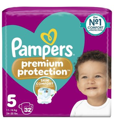 Pampers Premium Protection Size 5, 32 Nappies, 11kg 16kg