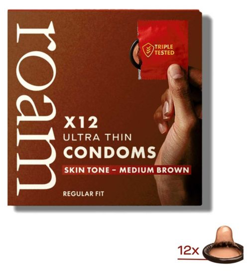 Roam Skin Tone Condoms Medium Brown 12x Pack