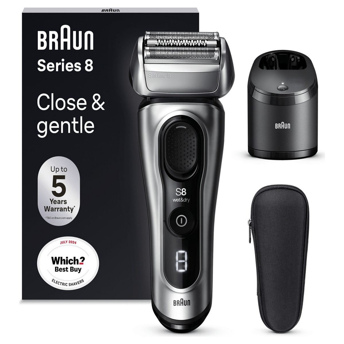 Braun Series 8 Electric Shaver, Smartcare Center, Wet & Dry Razor, 8567Cc, Silver