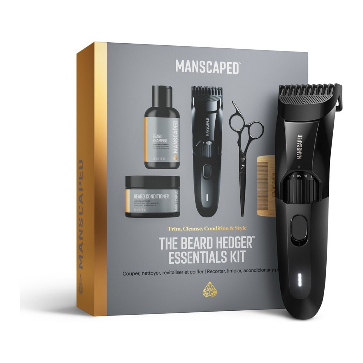 Manscaped The Beard Hedger Essentials Kit, Cordless Trimmer, Shampoo & Conditioner, Comb Scissors