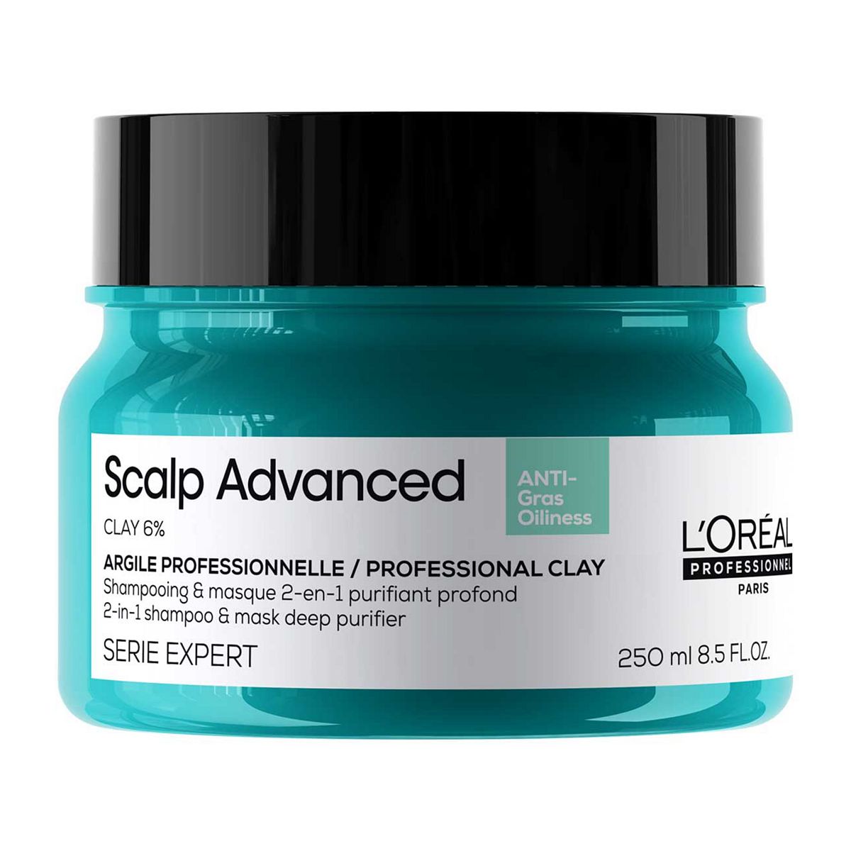 L'Oreal Professionnel Serie Expert Scalp Advanced Anti-Oiliness 2-In-1 Deep Purifier Clay Mask For Oily Hair250 ml, 250ml