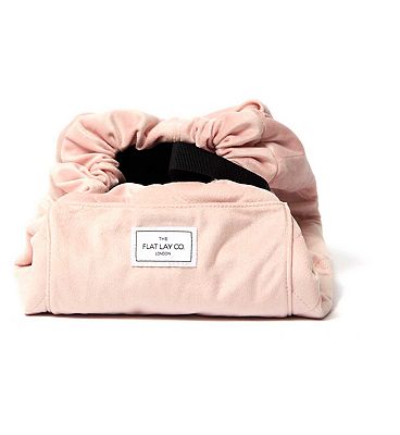 The Flat Lay Co. Baby Pink Velvet Full Size Flat Lay Makeup Bag