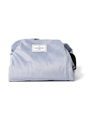 The Flat Lay Co. Misty Blue Velvet Full Size Flat Lay Makeup Bag