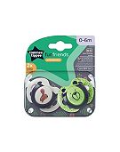 Tommee Tippee 2x Fun Soothers with Steriliser Pod, Symmetrical, BPA Free 0-6m