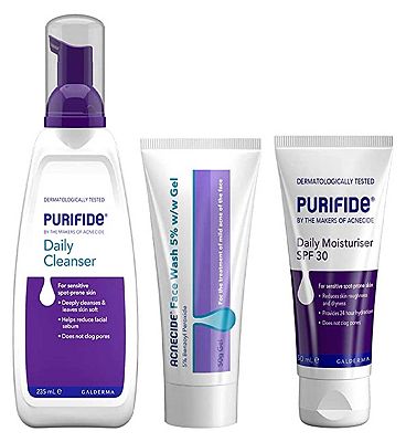 Acnecide + Purifide Double Cleanse Treatment & Skincare Set, 3-Step Routine for Acne-Prone Skin