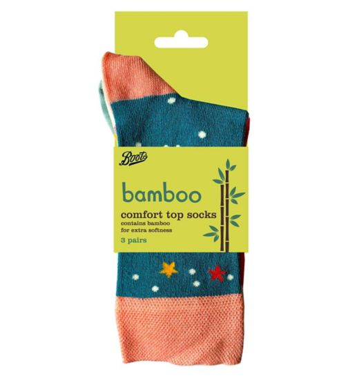 Boots Comfort Top Bamboo Teal Design Socks