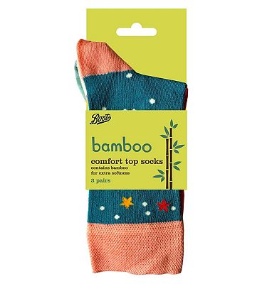 Boots Comfort Top Bamboo Teal Design Socks