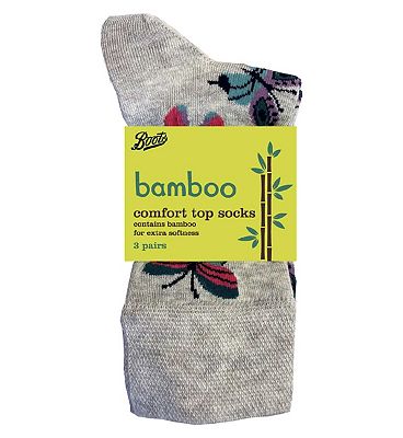 Boots Comfort Top Bamboo Teal Design Socks