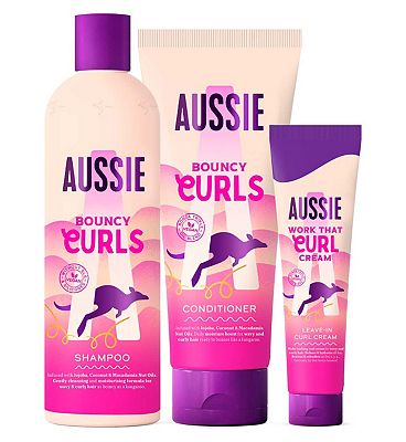 Aussie Curls Shampoo and Conditioner Set with Leave In Conditioner Curl Cream Bundle