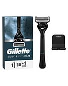 Gillette Body and Intimate Razor for Men, Designed For Pubic Hair, 1 Razor Handle, 1 Blade Refill