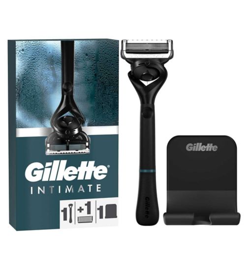 Gillette Intimate Razor for Men, Designed For Pubic Hair, 1 Razor Handle, 1 Razor Blade Refill