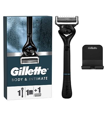 Gillette Intimate Razor for Men, Designed For Pubic Hair, 1 Razor Handle, 1 Razor Blade Refill