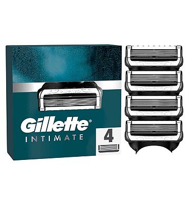 Gillette Intimate Razor Cartridges, 4 Razor Blade Refills, Dermatologist Tested, With Lubrastrip