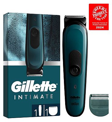 Gillette Intimate Mens Intimate Trimmer i3, SkinFirst Pubic Hair Trimmer For Men, Waterproof