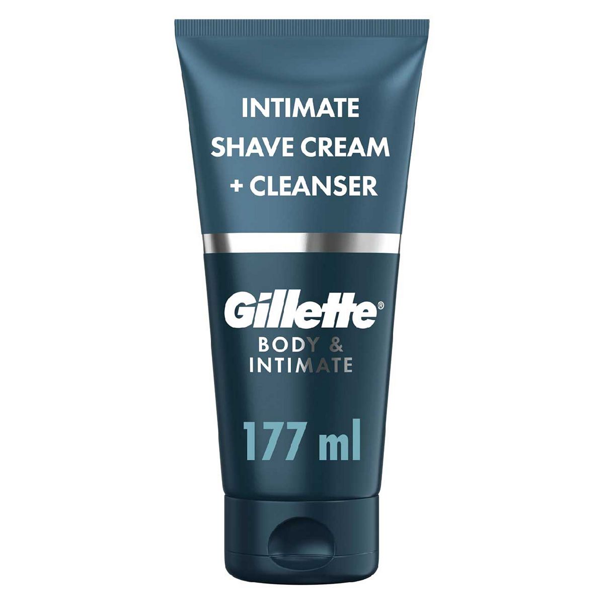 Gillette Body And Intimate Shave Cream + Cleanser, Gentle Formula, Formulated For Pubic Hair, With Aloe, Paraben Free 150 ml