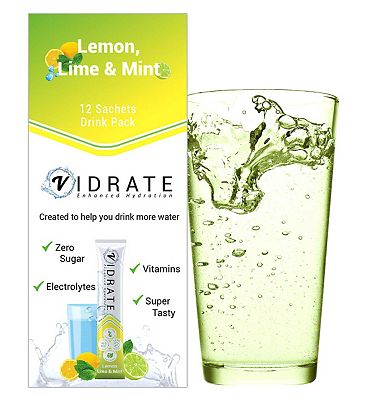 ViDrate Natural Hydration, Lemon, Lime & Mint Flavour 12 x 3g Sugar-Free Sachets
