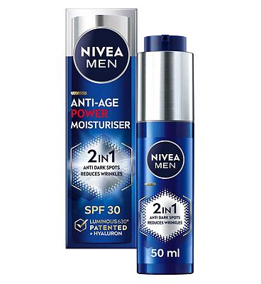 NIVEA MEN 2in1 Anti-Age Power Moisturiser with Luminous630 & Hyaluronic Acid SPF30 50ml