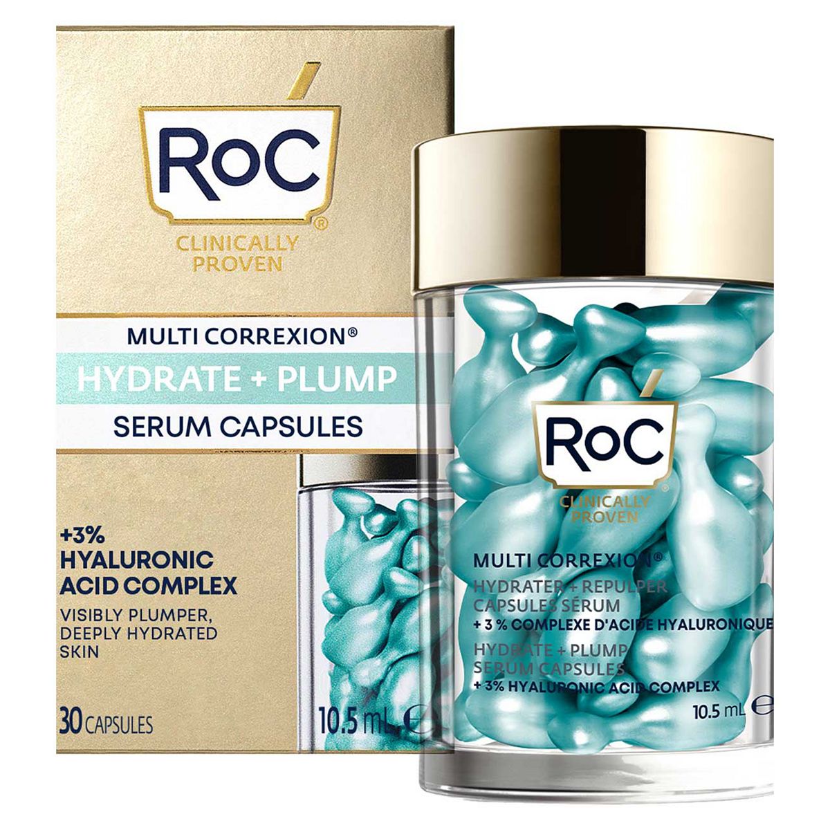 ROC Multi Correxion Hydrate + Plump Serum Capsules With Hyaluronic Acid, 10.5Ml- 30