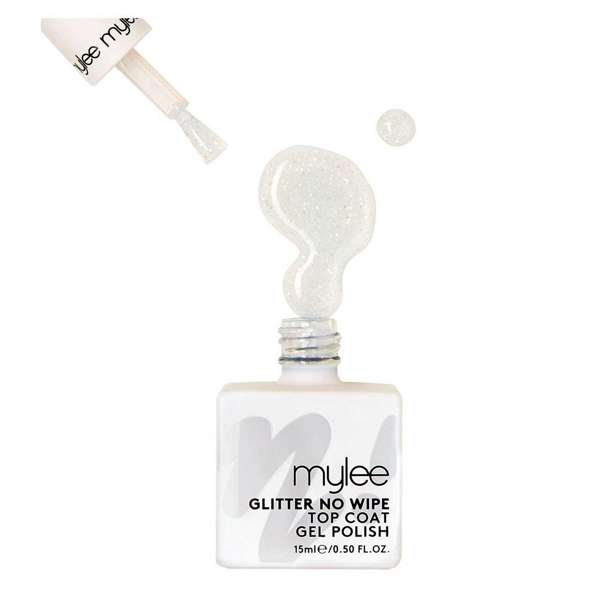 Mylee Glitter Gel Nal Polish Top Coat No Wipe 15ml